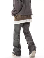 Retro Deconstructed Wrinkle Flared Denim - COPPING THREADS - CHICISLAND