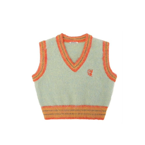 Retro Diamond Check V - Neck Knit Cardigan - COPPING THREADS - MOROMORO