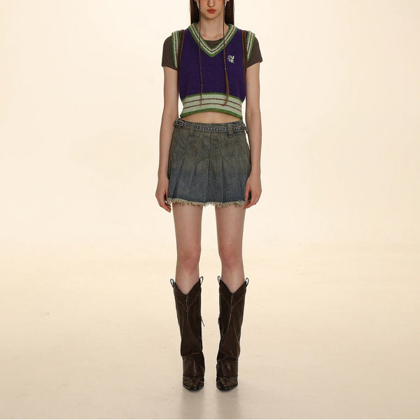 Retro Diamond Check V - Neck Knit Cardigan - COPPING THREADS - MOROMORO