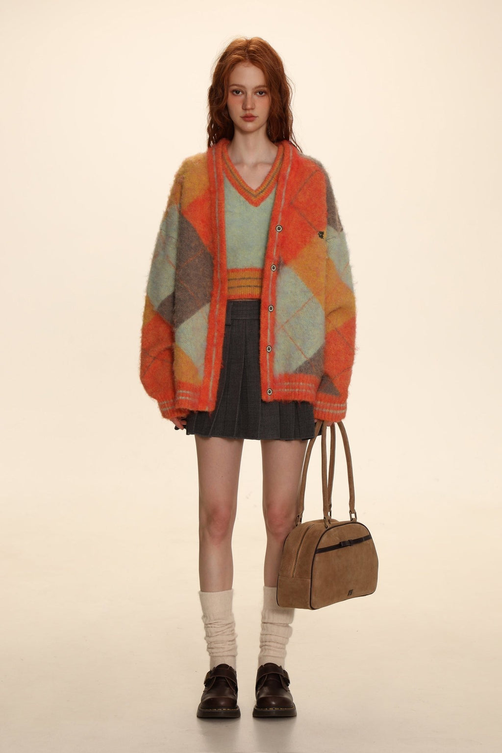 Retro Diamond V - Neck Knit Cardigan - COPPING THREADS - MOROMORO