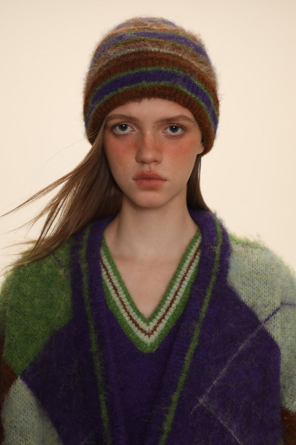 Retro Diamond V - Neck Knit Cardigan - COPPING THREADS - MOROMORO