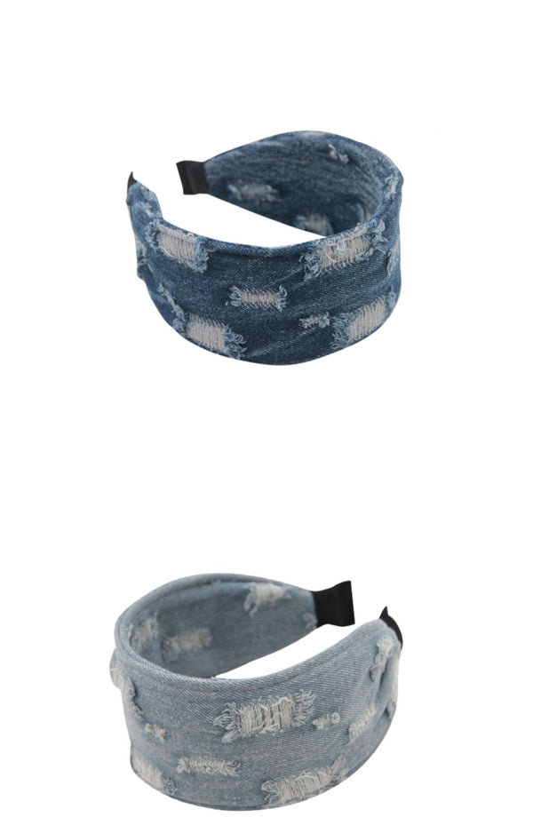 Retro Distressed Denim Headband - COPPING THREADS - COPPING THREADS