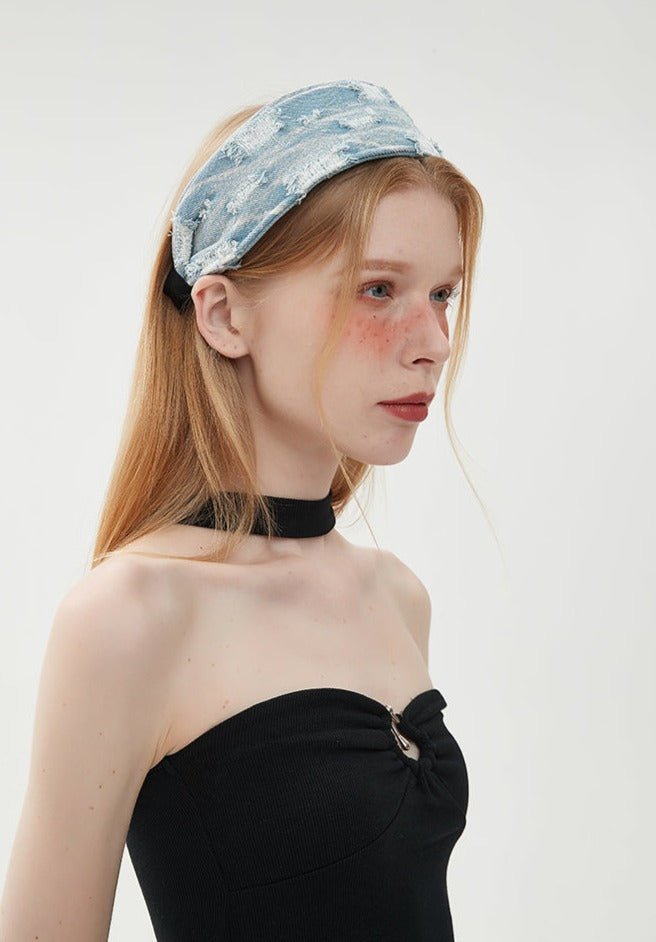 Retro Distressed Denim Headband - COPPING THREADS - COPPING THREADS