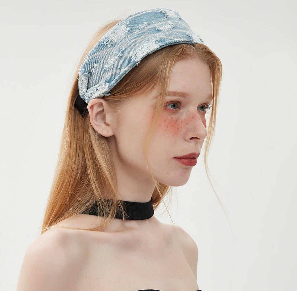 Retro Distressed Denim Headband - COPPING THREADS - COPPING THREADS