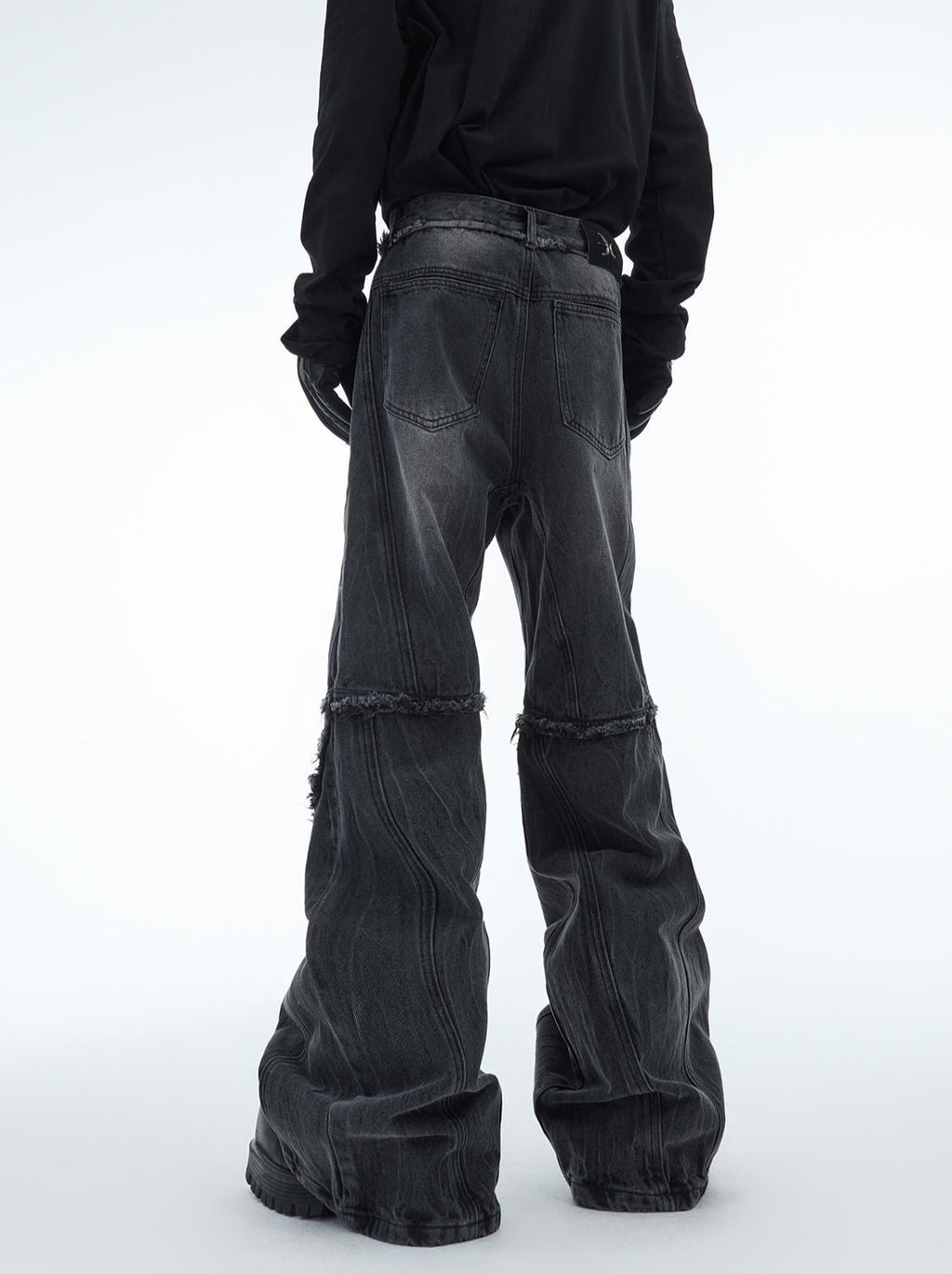 Retro Distressed Wave - Pattern Raw Hem Denim - COPPING THREADS - ArguE CulturE