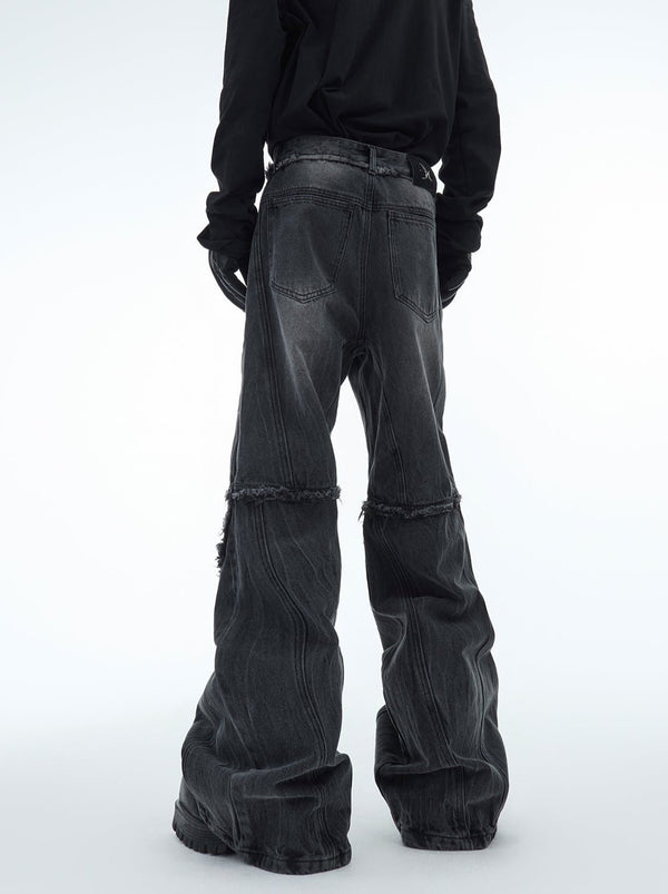 Retro Distressed Wave - Pattern Raw Hem Denim - COPPING THREADS - ArguE CulturE