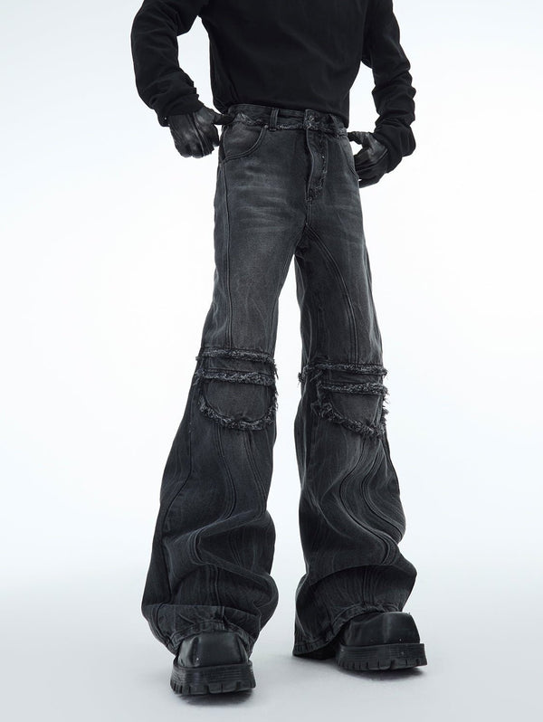 Retro Distressed Wave - Pattern Raw Hem Denim - COPPING THREADS - ArguE CulturE