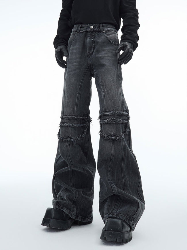 Retro Distressed Wave - Pattern Raw Hem Denim - COPPING THREADS - ArguE CulturE Hover Image