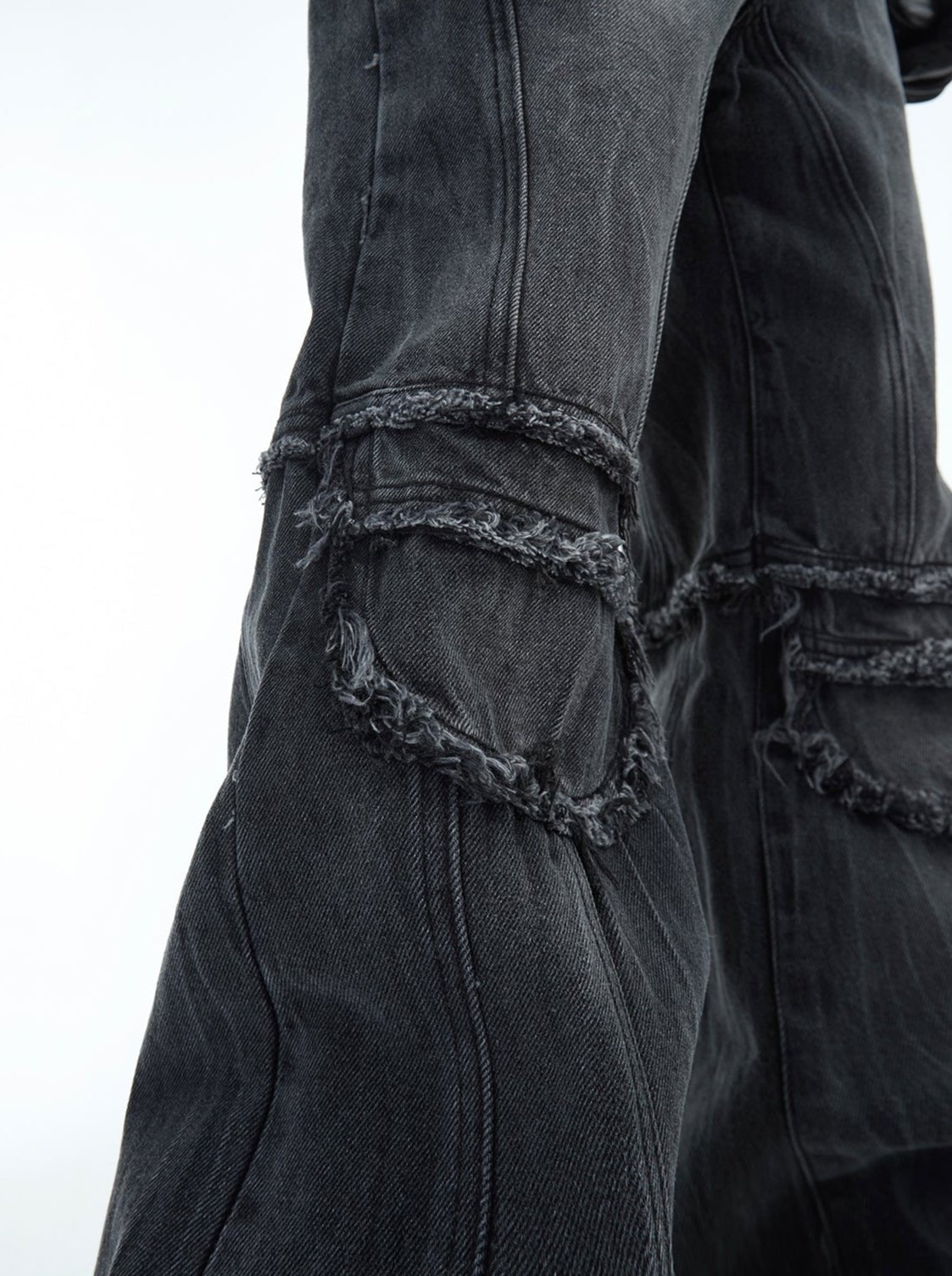 Retro Distressed Wave - Pattern Raw Hem Denim - COPPING THREADS - ArguE CulturE