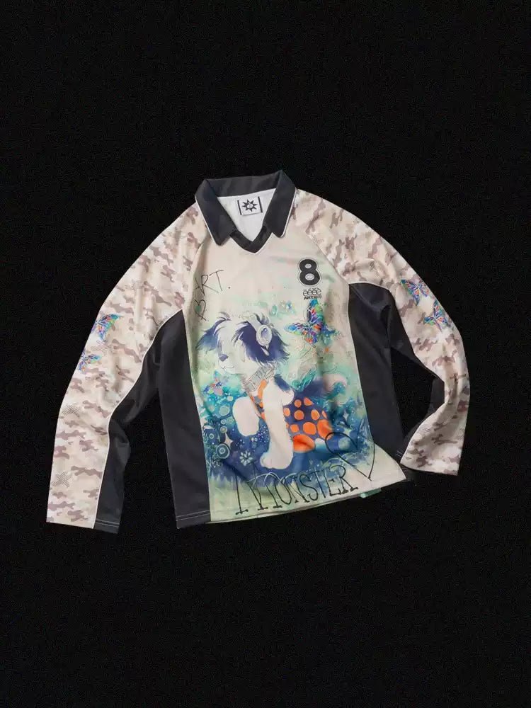 Retro Dog Print Sports Polo Shirt - COPPING THREADS - ARTMONSTER