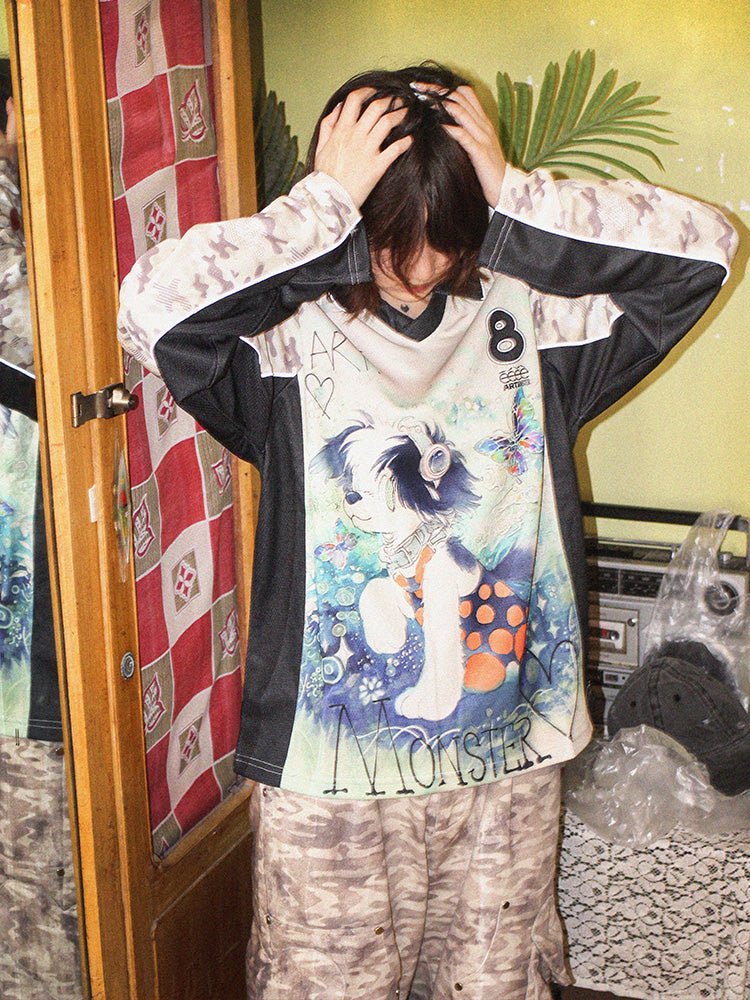 Retro Dog Print Sports Polo Shirt - COPPING THREADS - ARTMONSTER