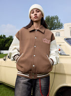 Retro Embroidered Pearl Text Baseball Jacket - COPPING THREADS - Harsh and Cruel
