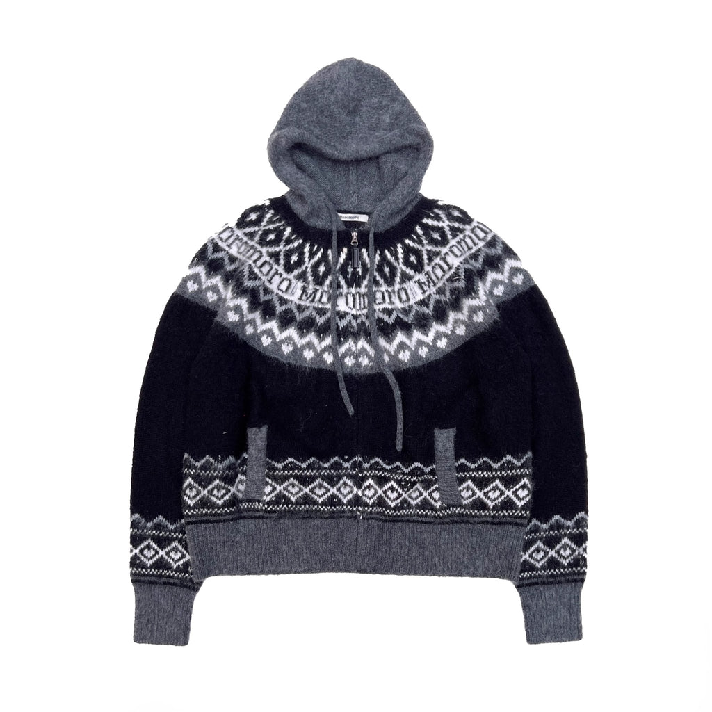 Retro Fair Isle Black White Stripe Contrast Knit Sweater - COPPING THREADS - MOROMORO