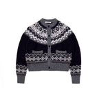 Retro Fair Isle Black White Stripe Contrast Knit Sweater - COPPING THREADS - MOROMORO