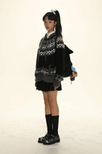Retro Fair Isle Black White Stripe Contrast Knit Sweater - COPPING THREADS - MOROMORO