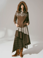 Retro Fair Isle Faux Fur Knit Zip Hoodie - COPPING THREADS - CHICISLAND