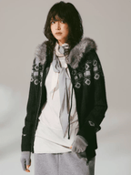 Retro Fair Isle Faux Fur Knit Zip Hoodie - COPPING THREADS - CHICISLAND