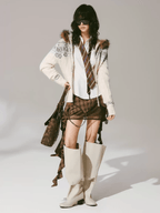 Retro Fair Isle Faux Fur Knit Zip Hoodie - COPPING THREADS - CHICISLAND