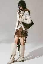 Retro Fair Isle Faux Fur Knit Zip Hoodie - COPPING THREADS - CHICISLAND