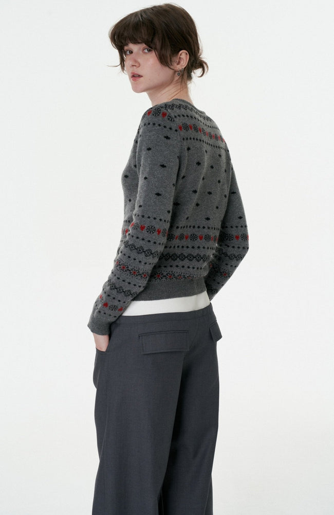 Retro Fair Isle Schneeflocken-Strickjacke Main Image