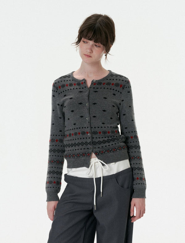 Retro Fair Isle Snowflake Knit Cardigan - COPPING THREADS - CHICISLAND