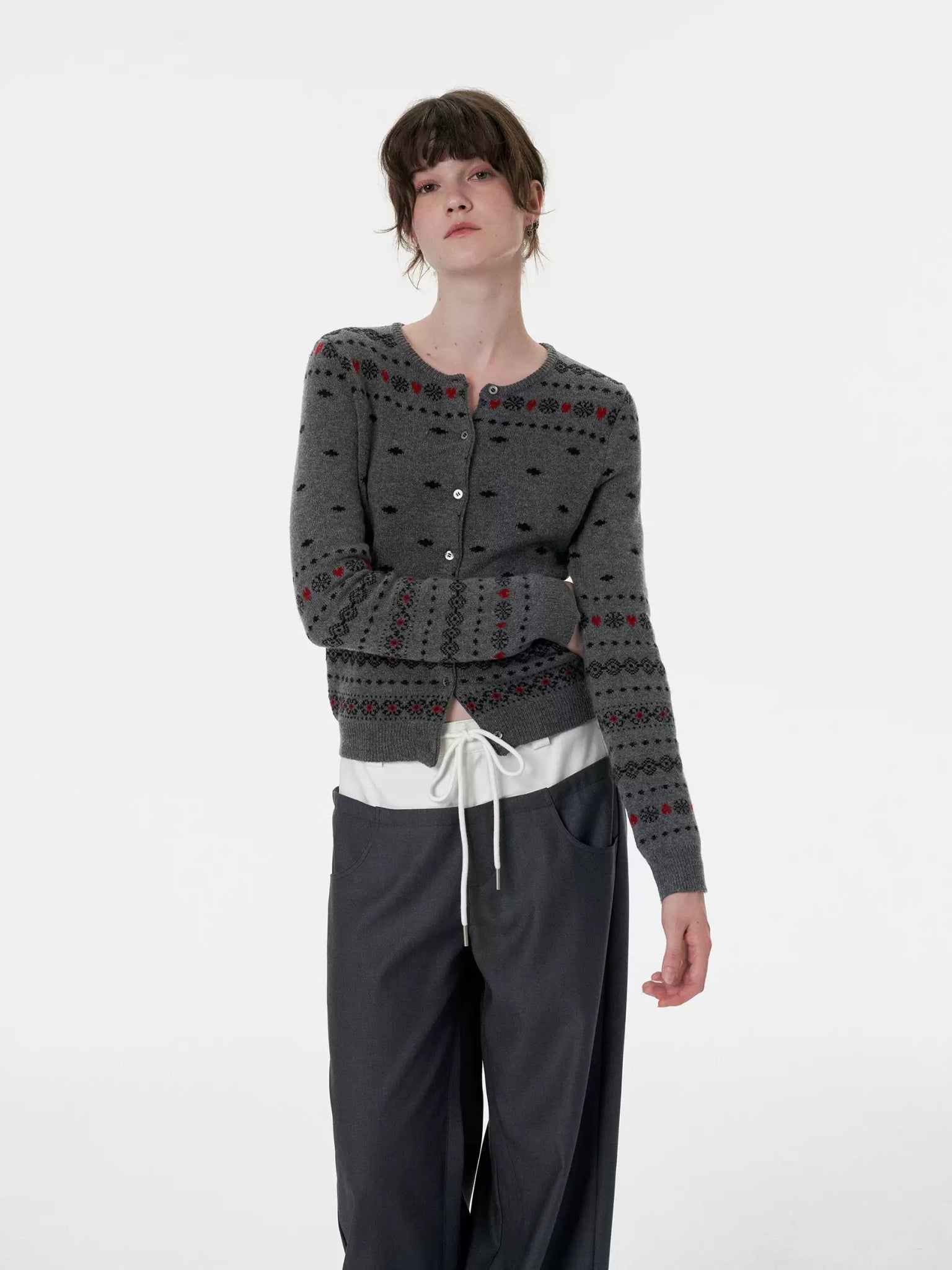 Retro Fair Isle Snowflake Knit Cardigan - COPPING THREADS - CHICISLAND