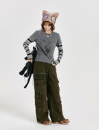 Retro Faux Layered Heart Print Striped Long Sleeve T-Shirt - COPPING THREADS - CT Select