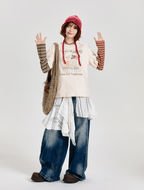 Retro Faux Layered Striped Graphic Long Sleeve Tee - COPPING THREADS - CT Select