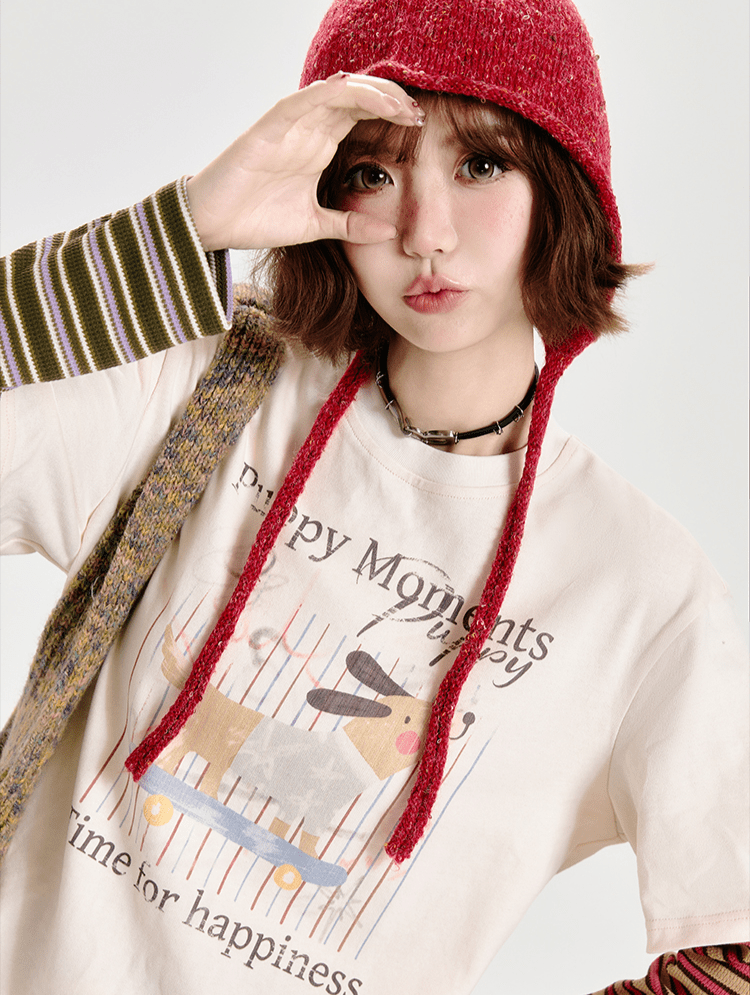 Retro Faux Layered Striped Graphic Long Sleeve Tee - COPPING THREADS - CT Select