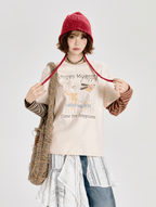 Retro Faux Layered Striped Graphic Long Sleeve Tee - COPPING THREADS - CT Select