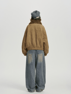 Retro Faux Suede Sherpa Panel Puffer Jacket - COPPING THREADS - CHICISLAND