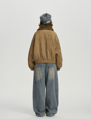 Retro Faux Suede Sherpa Panel Puffer Jacket - COPPING THREADS - CHICISLAND