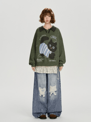 Retro Graphic Cat Jacquard Knit Sweater - COPPING THREADS - CHICISLAND