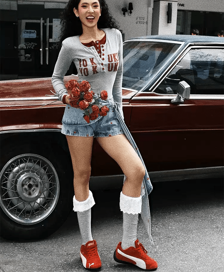 Retro Graphic Letter Print Long Sleeve Tee - COPPING THREADS - Yokuku