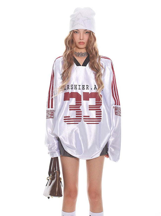 Retro Hockey Raglan Long Sleeve Jersey Tee Main Image