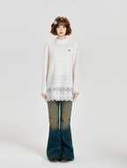 Retro Lace Panel Peplum Long Sleeve Blouse - COPPING THREADS - CT Select