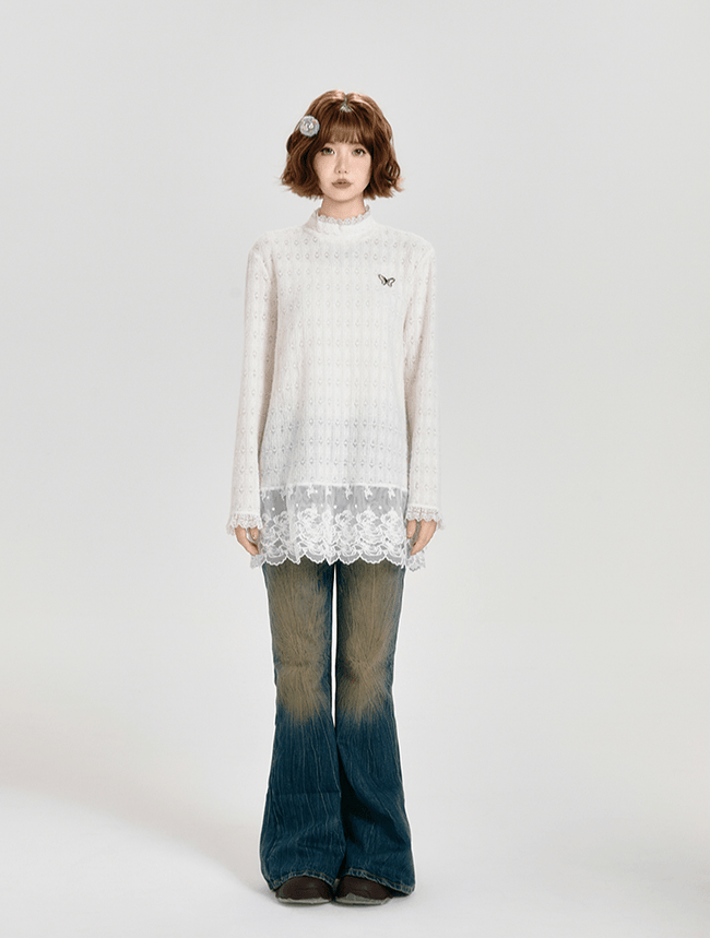 레트로 크루넥 지퍼업 니트 카디건 스웨터 Main Image