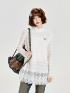 Retro Lace Panel Peplum Long Sleeve Blouse - COPPING THREADS - CT Select