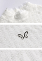 Retro Lace Panel Peplum Long Sleeve Blouse - COPPING THREADS - CT Select