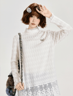 Retro Lace Panel Peplum Long Sleeve Blouse - COPPING THREADS - CT Select