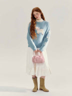 Retro Lamb Pattern Round Neck Knit Sweater - COPPING THREADS - CHICISLAND