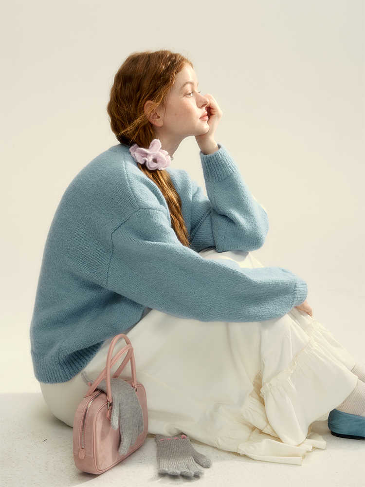 Retro Lamb Pattern Round Neck Knit Sweater - COPPING THREADS - CHICISLAND