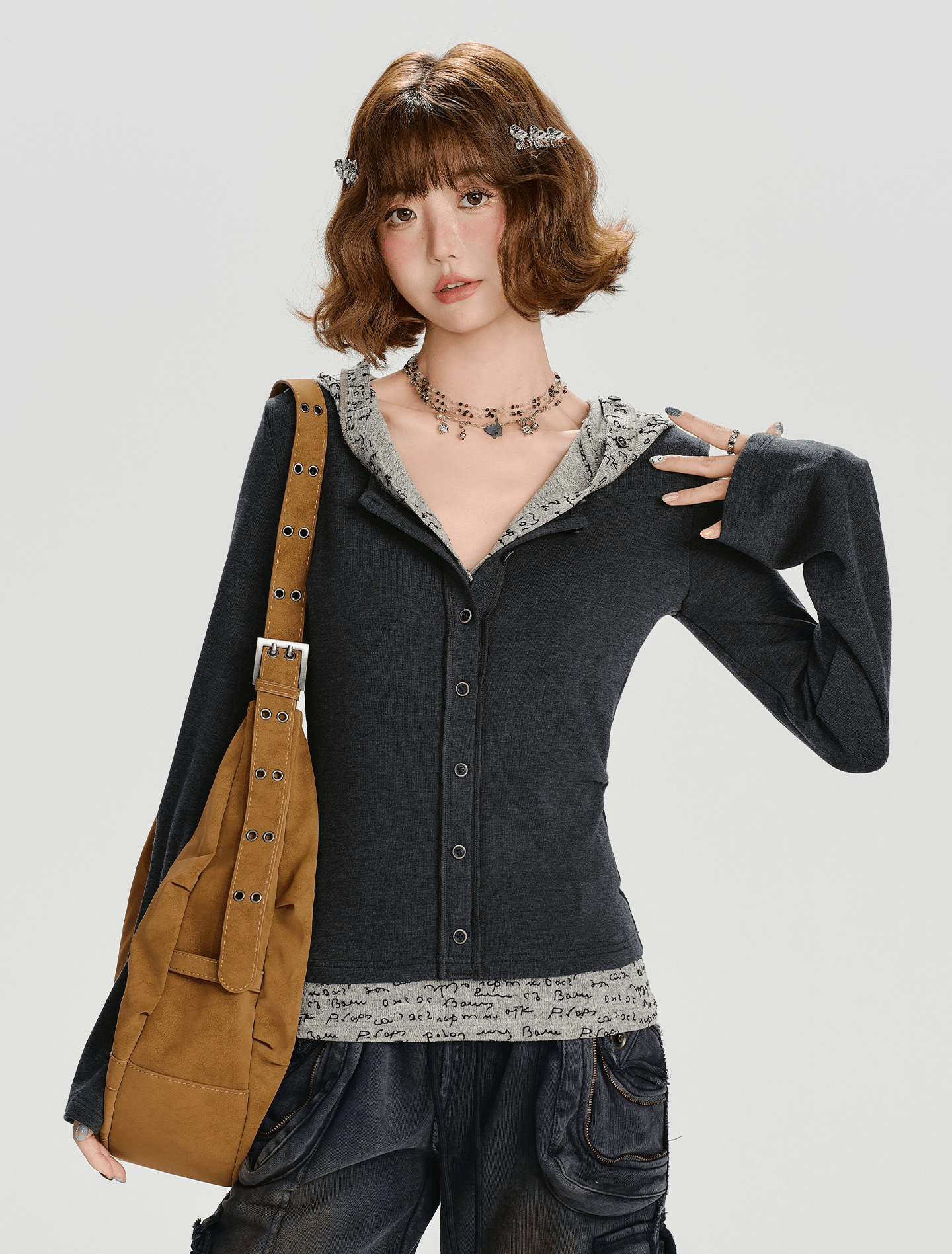 Retro Layered - Hem Hooded Long Sleeve Tee - COPPING THREADS - CHICISLAND