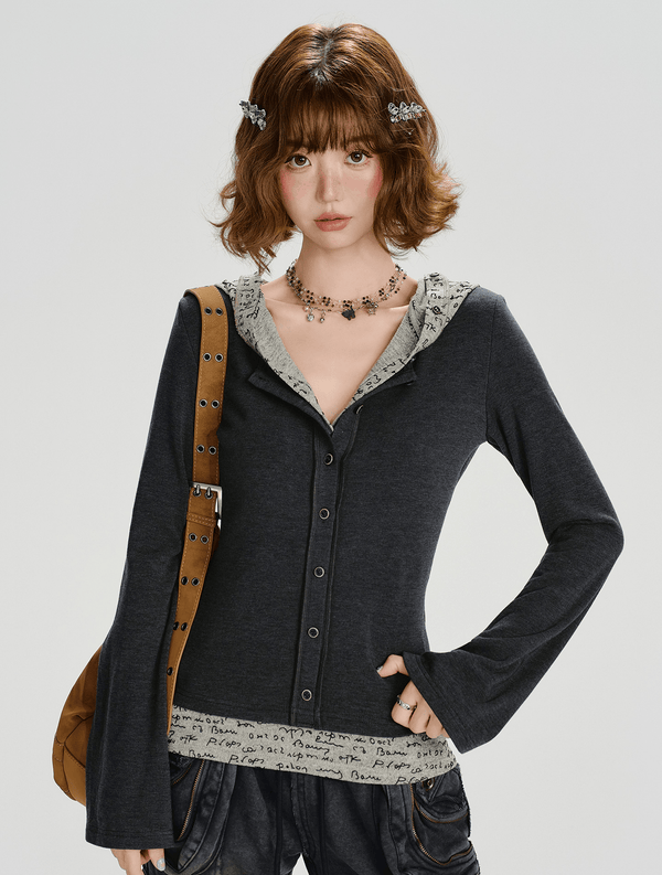 Retro Layered - Hem Hooded Long Sleeve Tee - COPPING THREADS - CHICISLAND