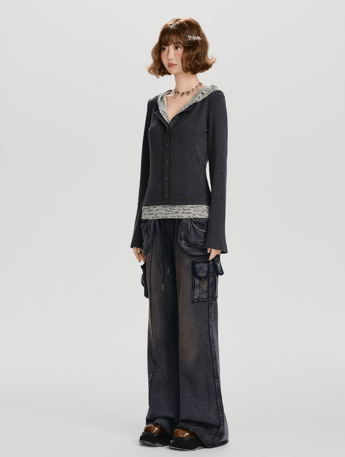 Retro Layered - Hem Hooded Long Sleeve Tee - COPPING THREADS - CHICISLAND