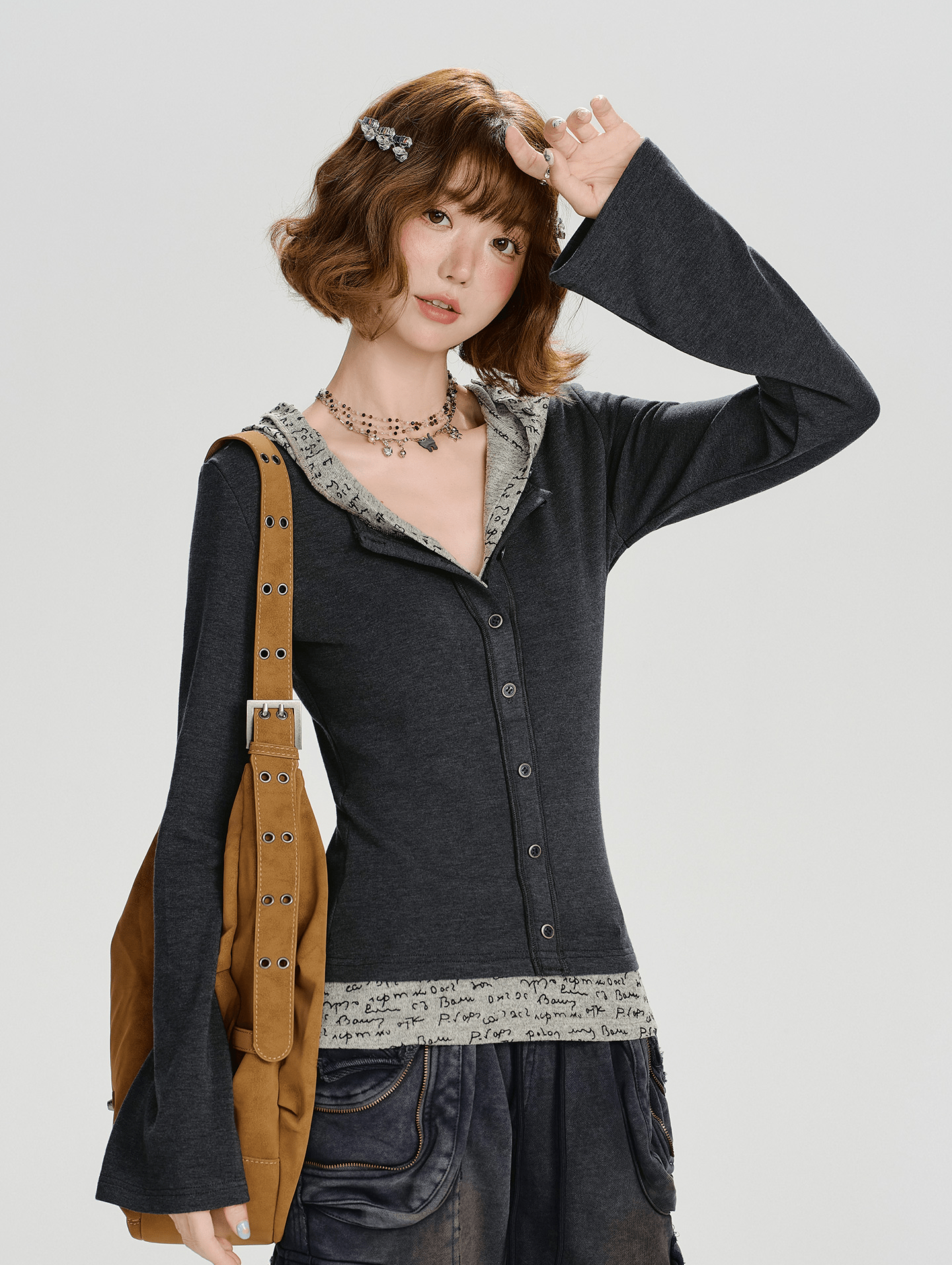 Retro Layered - Hem Hooded Long Sleeve Tee - COPPING THREADS - CHICISLAND