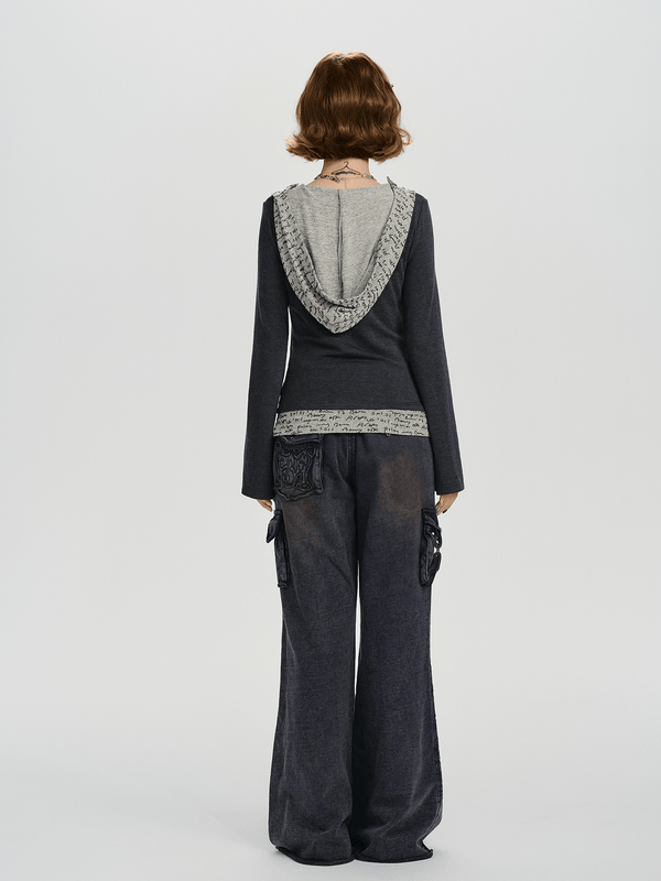 Retro Layered - Hem Hooded Long Sleeve Tee - COPPING THREADS - CHICISLAND