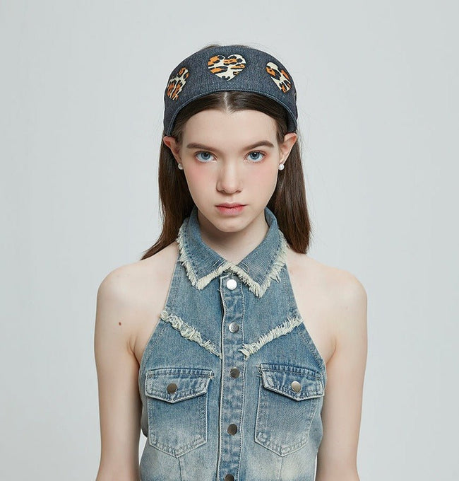 Retro Leopard Heart Pattern Headband Main Image