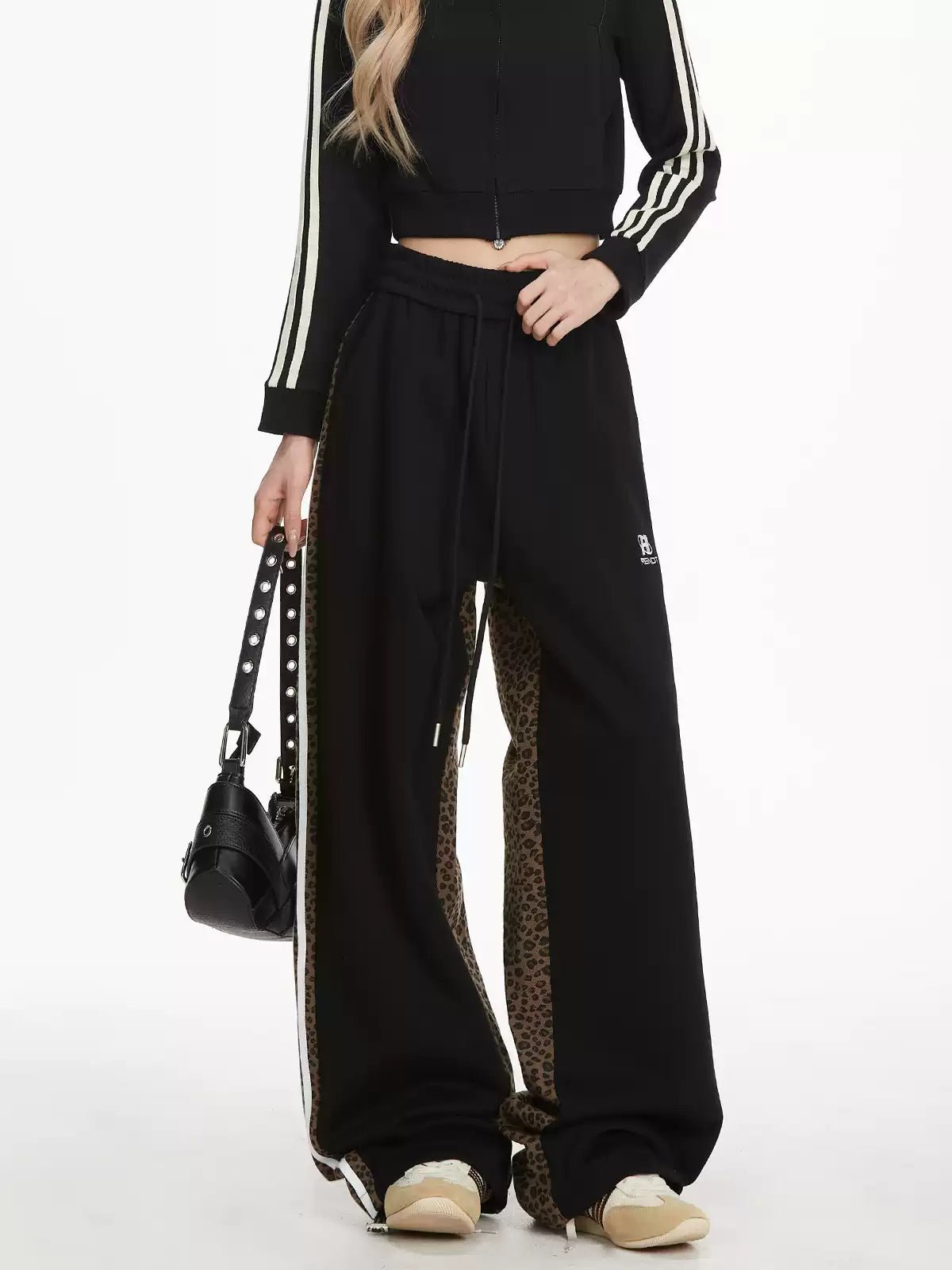 Retro Leopard Print Striped Sweatpants - COPPING THREADS - CHICISLAND