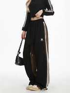 Retro Leopard Print Striped Sweatpants - COPPING THREADS - CHICISLAND